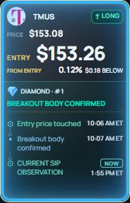 Diamond · #1 — TMUS, toque na entrada e confirmação do rompimento
